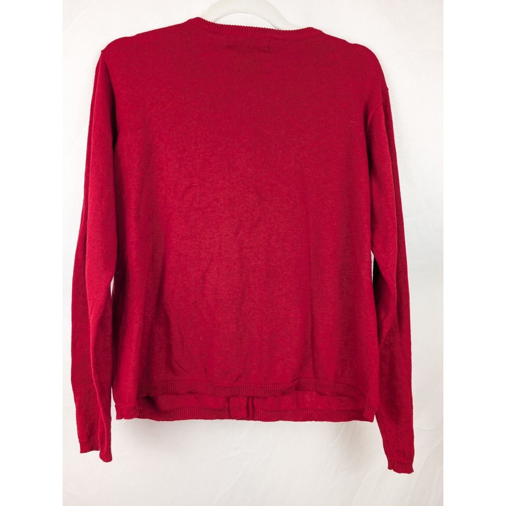 Vintage Y2K Floral Beaded Button Cardigan Size L Red Embellished Coquette Granny - Picture 6 of 10